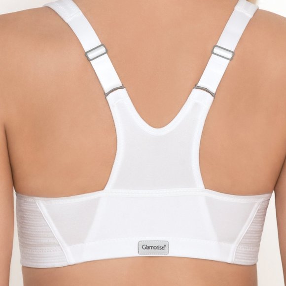 Set of 3! 32G Glamorise SPORT Bra (Racerback) T-Back Zip (HIGH-IMPACT) White NEW - Picture 5 of 16